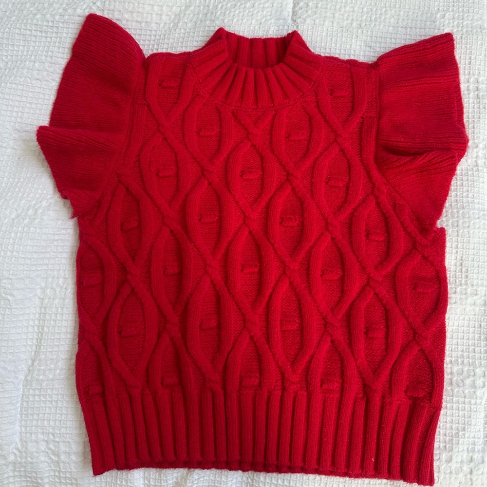 Avara Red flutter sleeve sweater. New with tags